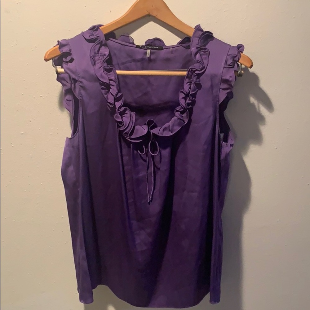Elie Tahari Sleeveless Silk Blouse Purple Size L
